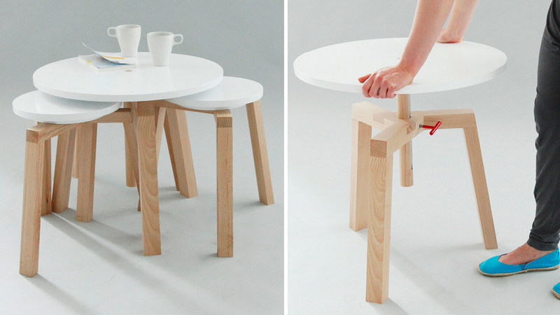 Illustration for article titled Space Saving Dining Set Adjusts to Any Height You Like